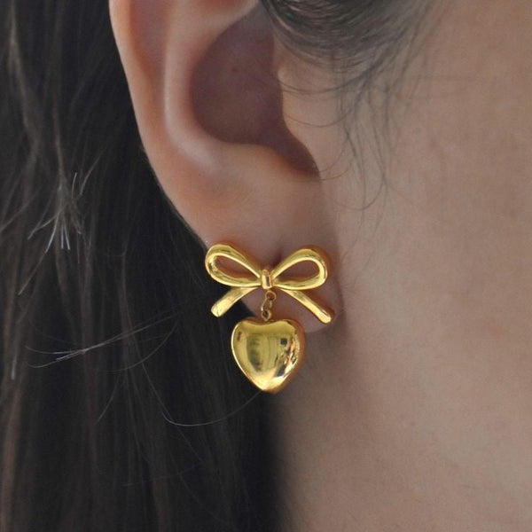 Lovelle Bow Heart Earrings