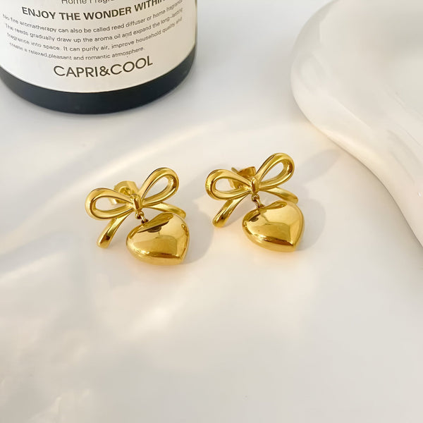 Lovelle Bow Heart Earrings