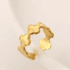 Lucky Clover Adjustable Gold Ring