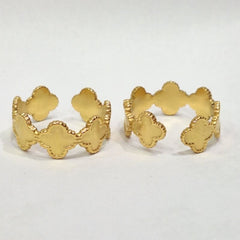 Lucky Clover Adjustable Gold Ring