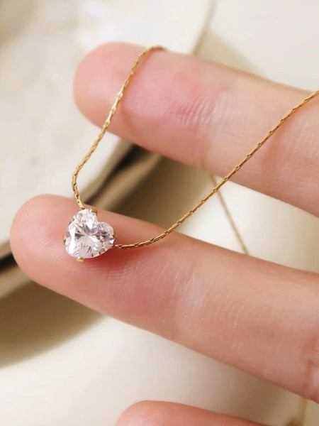Luminous Heart Solitaire Necklace