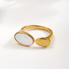 Luna Pearl Adjustable Gold Ring