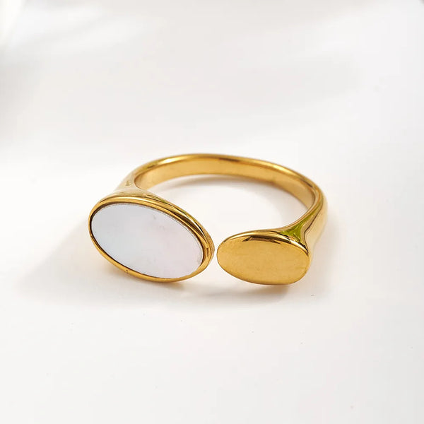 Luna Pearl Adjustable Gold Ring
