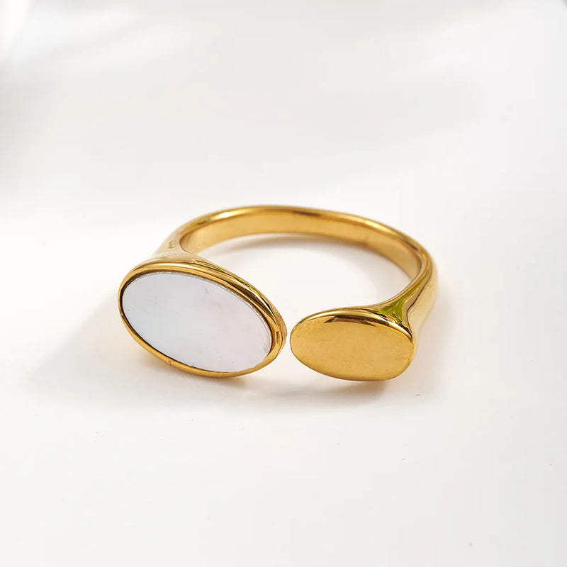 Luna Pearl Adjustable Gold Ring