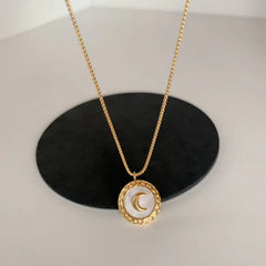 Luna Glow Gold Plated Necklace – Crescent Moon Medallion