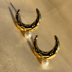 Lunelle Crescent Pearl Studs