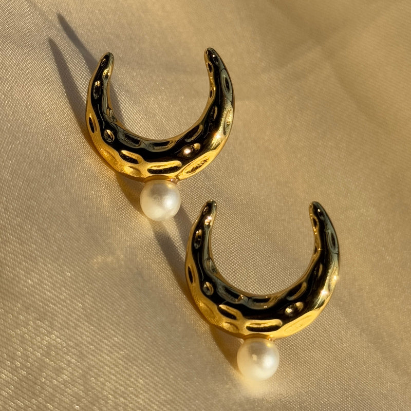 Lunelle Crescent Pearl Studs