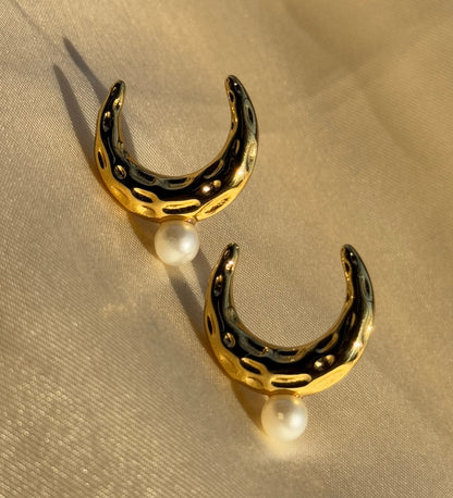 Lunelle Crescent Pearl Studs