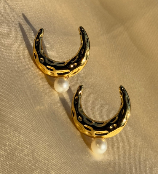 Lunelle Crescent Pearl Studs