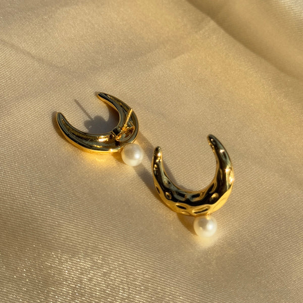 Lunelle Crescent Pearl Studs