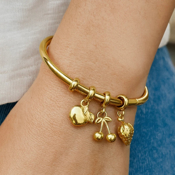 Luxe Fruit Charm Cuff Bracelet