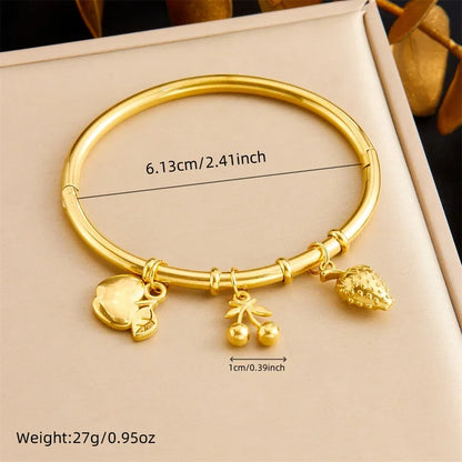 Luxe Fruit Charm Cuff Bracelet