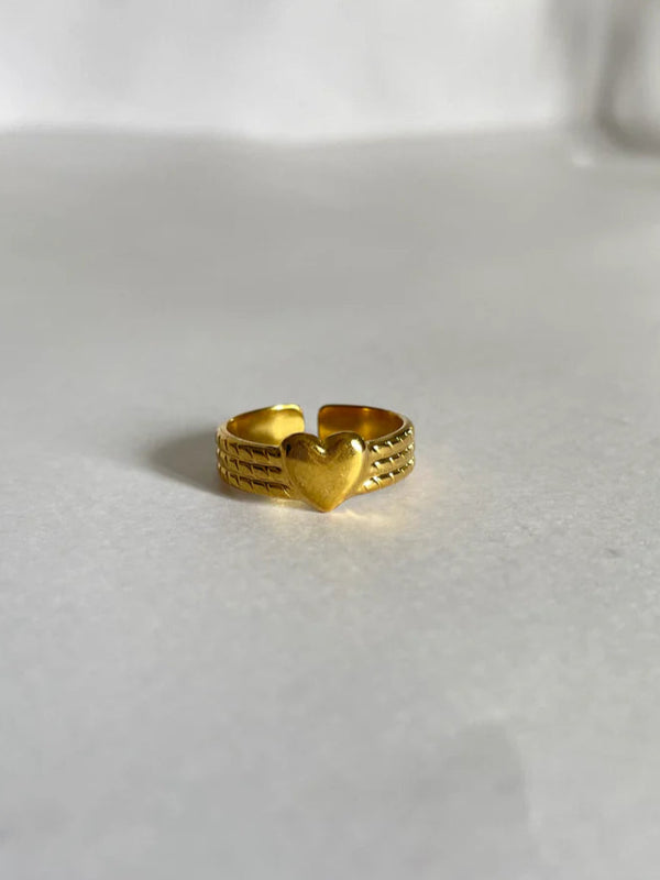 Luxe Heartbeat Gold Plated Adjustable Ring