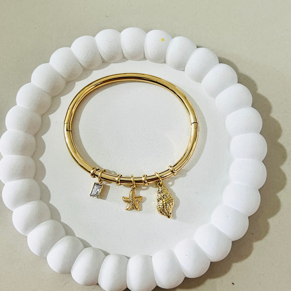 Luxe Ocean Charm Cuff Bracelet