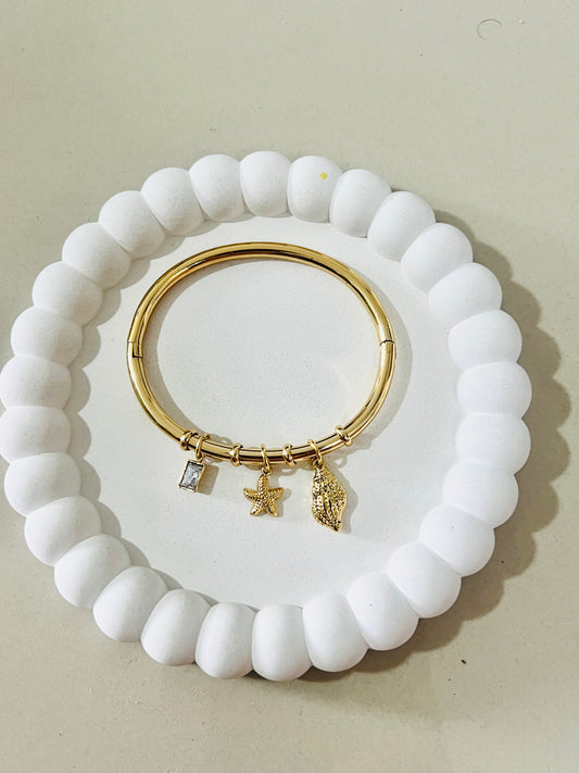 Luxe Ocean Charm Cuff Bracelet