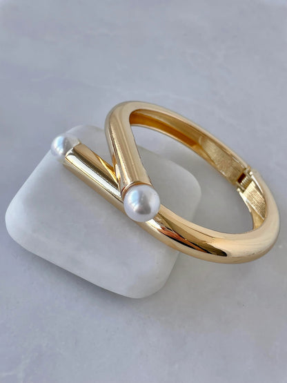 Luxe Twist Pearl Cuff Bracelet