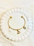 Luxe Zodiac Pearl Charm Cuff Bracelet