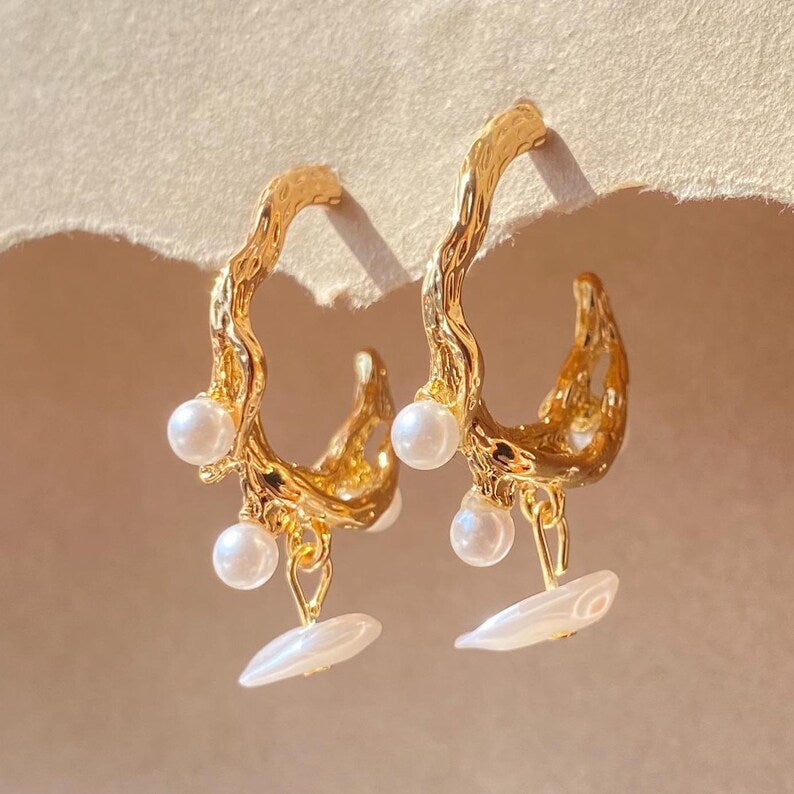 Marella Organic Pearl Hoops