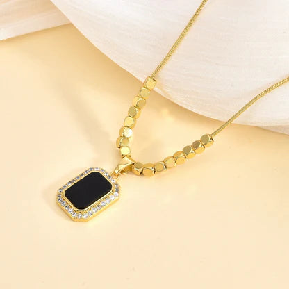 Midnight Aura Gold Plated Necklace – Black Onyx & Bead Chain