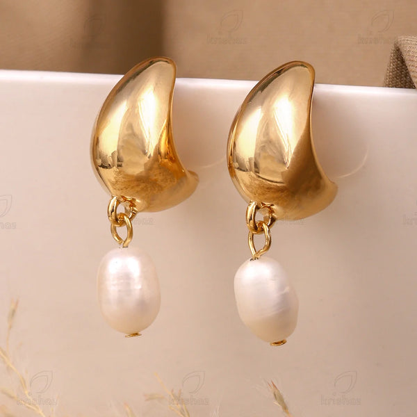 Modern Baroque Pearl Drop Earrings