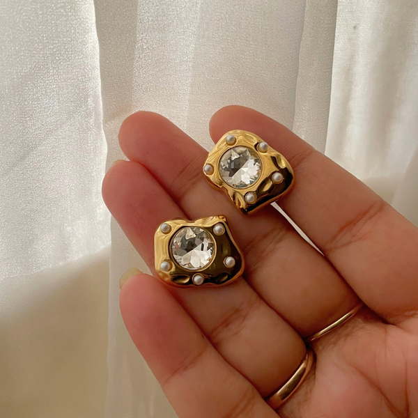 Molten Gold Plated Stud Earrings