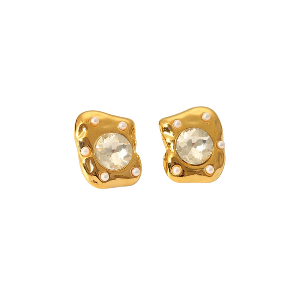 Molten Gold Plated Stud Earrings
