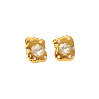 Molten Gold Plated Stud Earrings