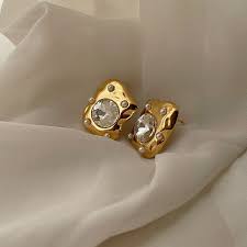Molten Gold Plated Stud Earrings