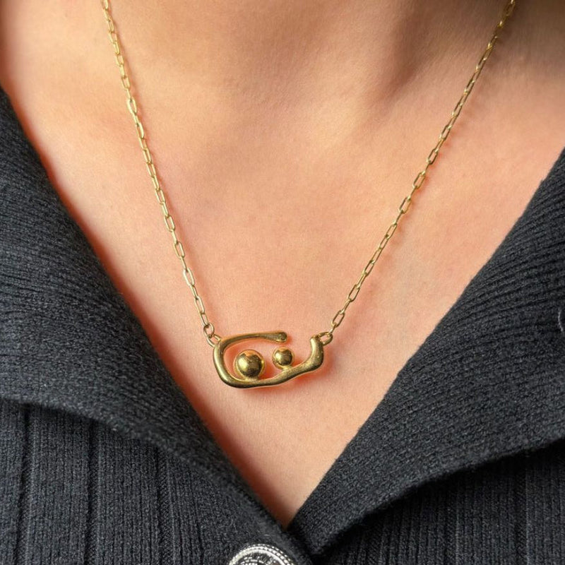 Muse Abstract Gold Pendant Necklace