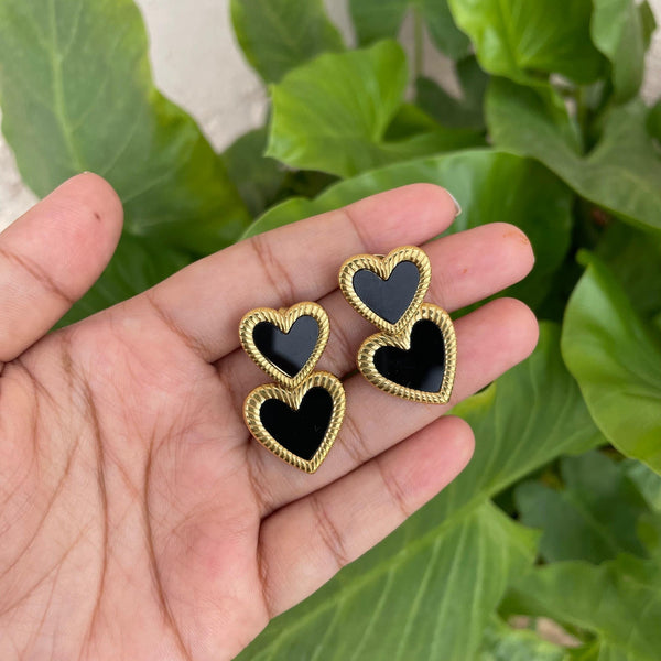 Noir Heart Duo Studs