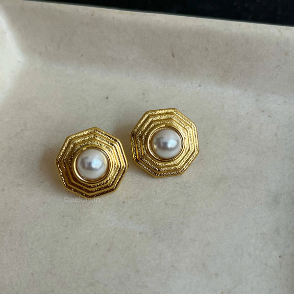 Octavia Pearl Medallion Studs