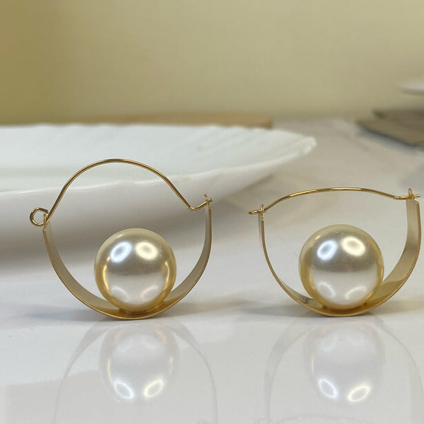 Orbit Pearl Sculptural Hoops