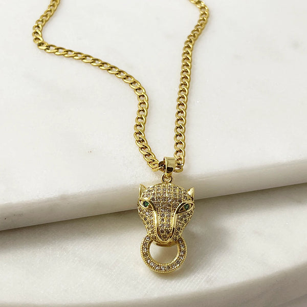 Panther Majesty Gold Pendant Necklace