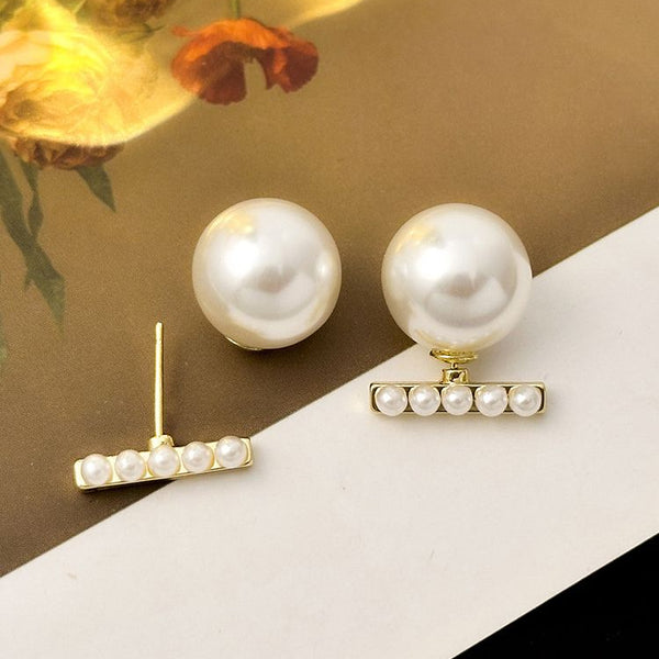 Pearl Accent Gold Plated Stud Earrings