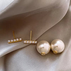 Pearl Accent Gold Plated Stud Earrings