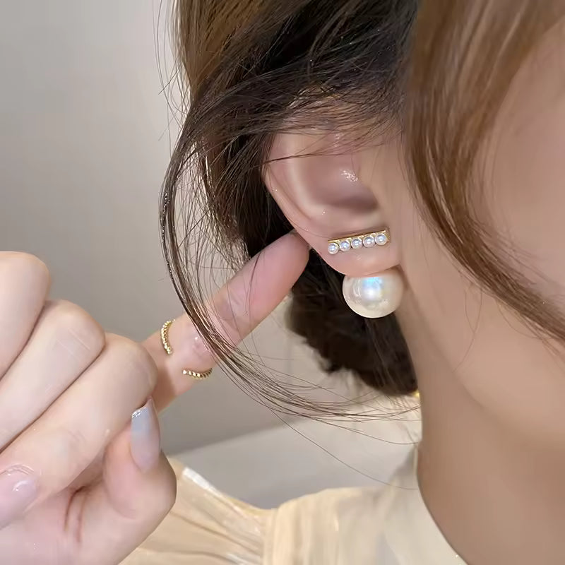 Pearl Accent Gold Plated Stud Earrings