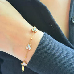 Petal Glow Delicate Charm Chain Bracelet