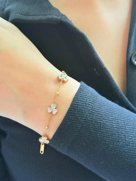 Petal Glow Delicate Charm Chain Bracelet