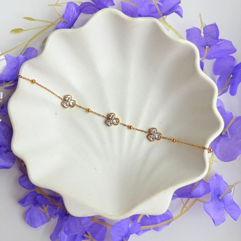 Petal Glow Delicate Charm Chain Bracelet