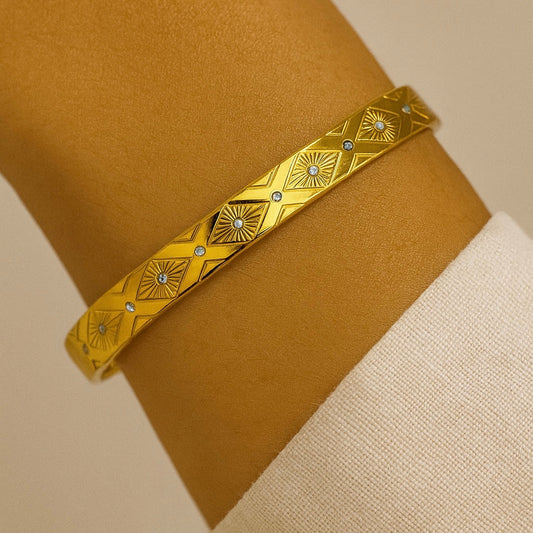 Radiance Geo Engraved Cuff Bracelet