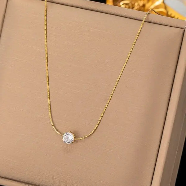 Radiance Solitaire Gold Necklace