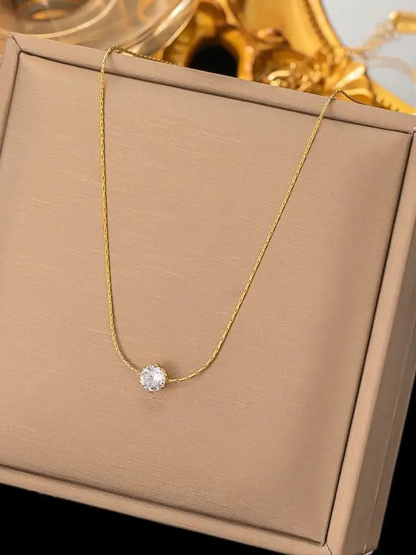 Radiance Solitaire Gold Necklace