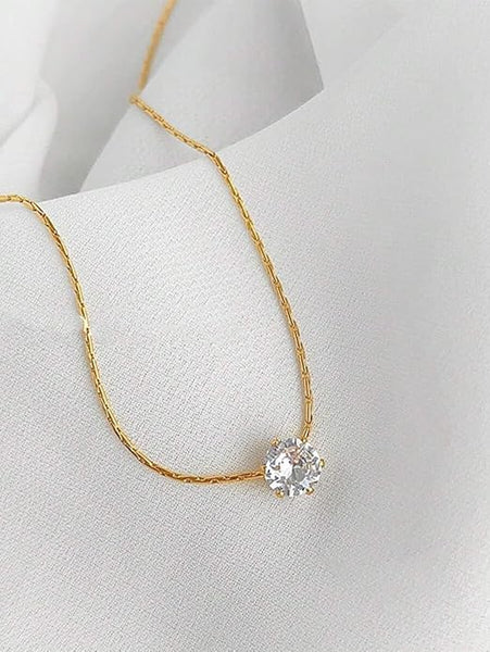 Radiance Solitaire Gold Necklace