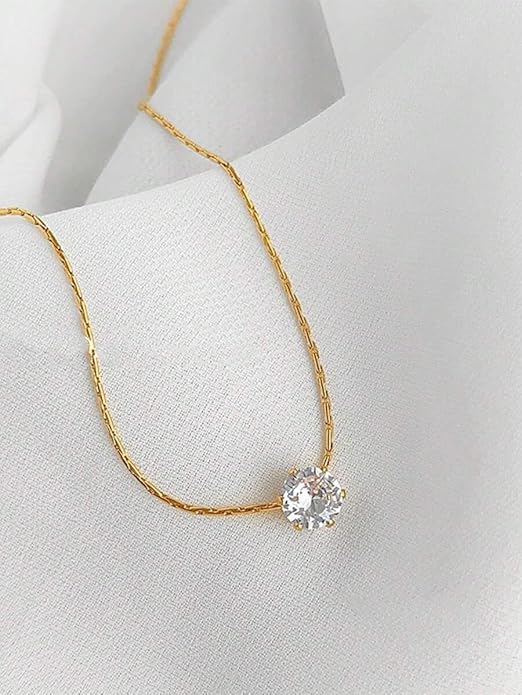 Radiance Solitaire Gold Necklace