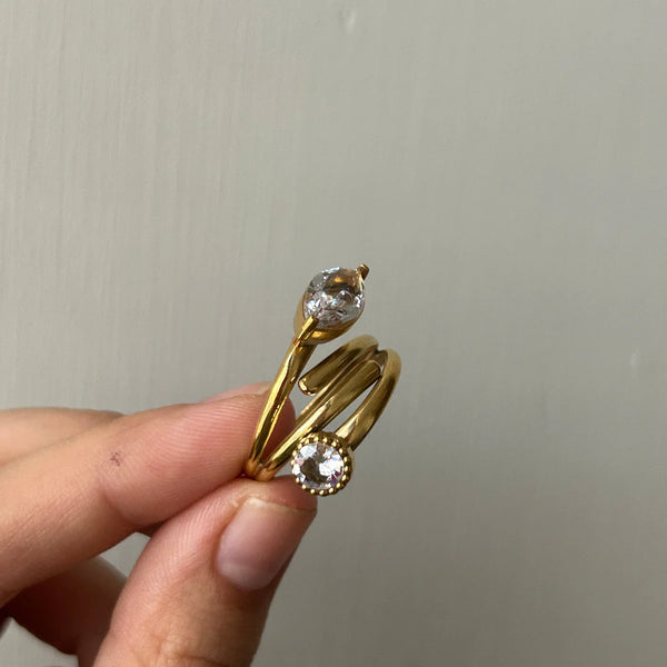 Radiant Duo Adjustable Gold Ring