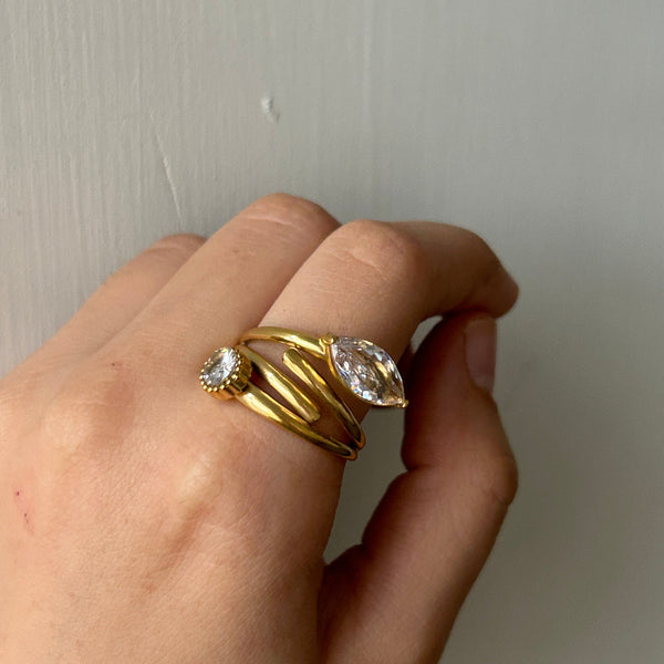 Radiant Duo Adjustable Gold Ring