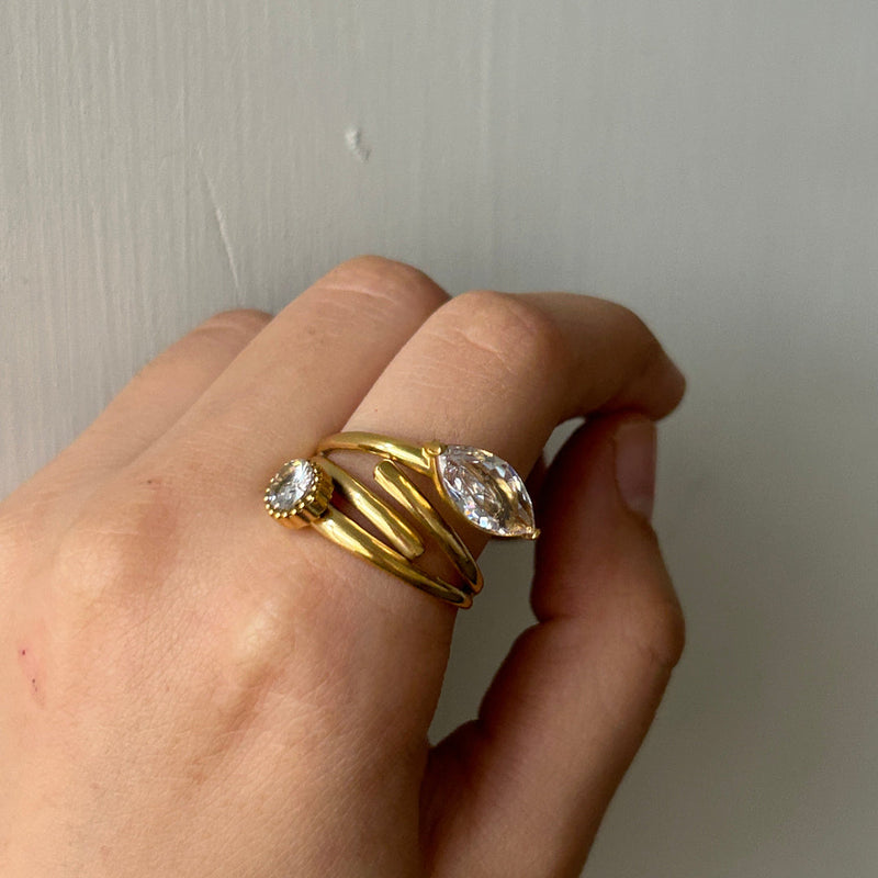 Radiant Duo Adjustable Gold Ring