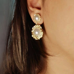 Regale Double Pearl Drop Earrings