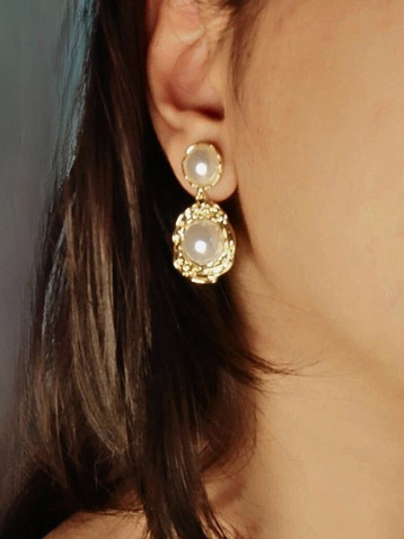 Regale Double Pearl Drop Earrings