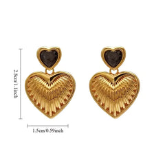 Ribbed Heart Gold Plated Earrings – Bold Retro Studs